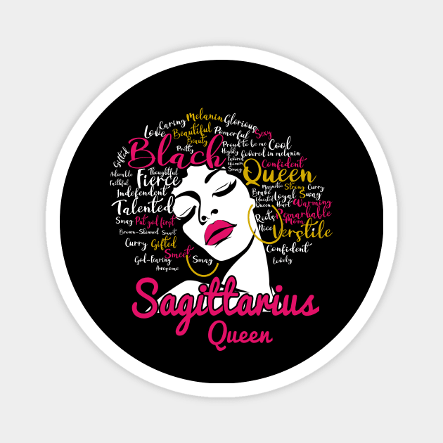 Sagittarius Queen Funny Birthday Gift for Black Women Girl Magnet by easleyzzi